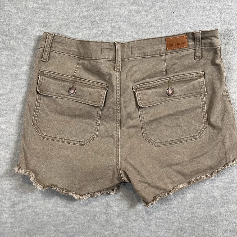 Judy Blue Women's Size 29 Cut Off Denim Shorts Frayed Hem Green‎ Olive Pockets